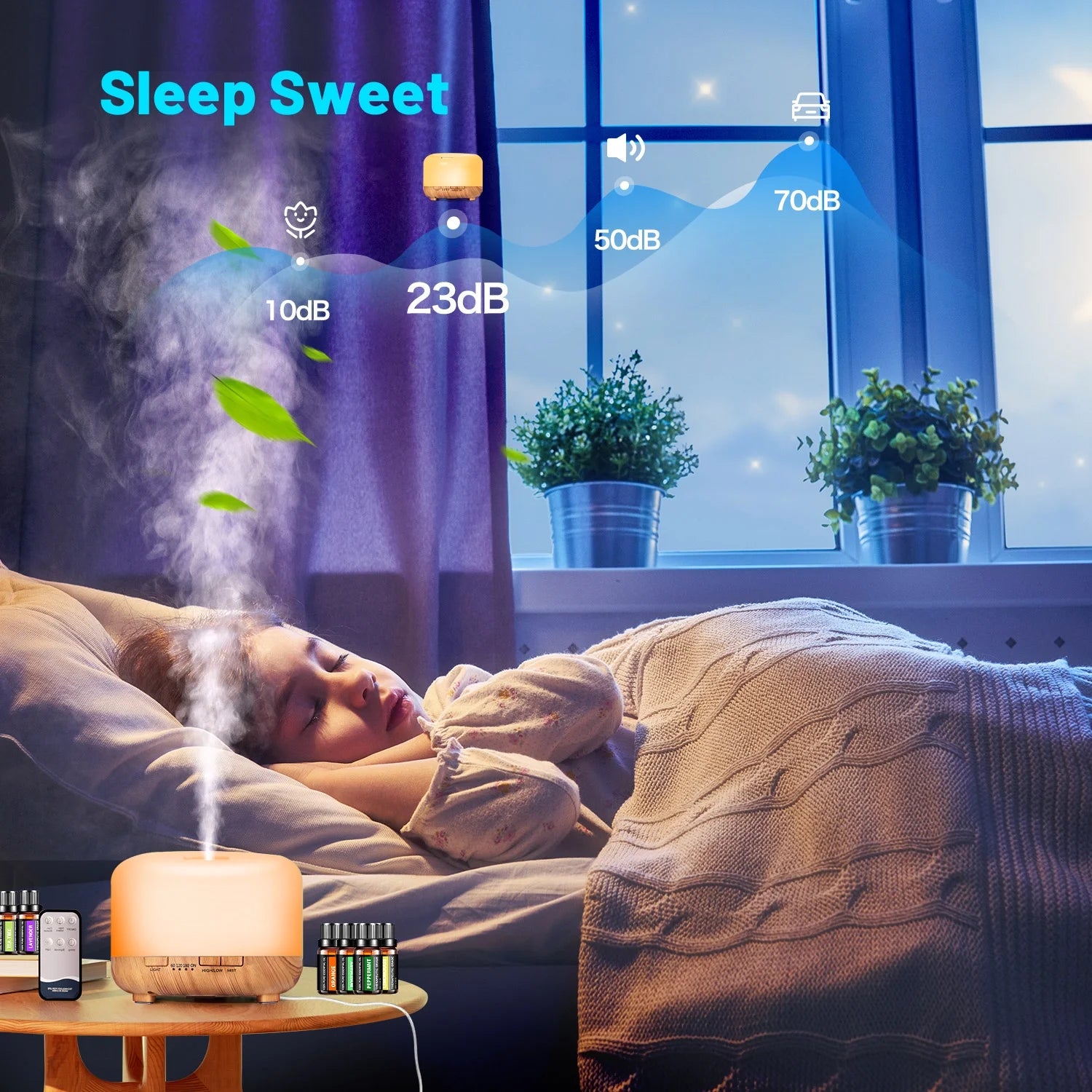 500Ml Aroma Diffuser with 6*10Ml Essential Oil with Remote Control for Large Room Home Office Car, Aromatherapy Fragrant Oil Air Humidifier Vaporizer for Gift