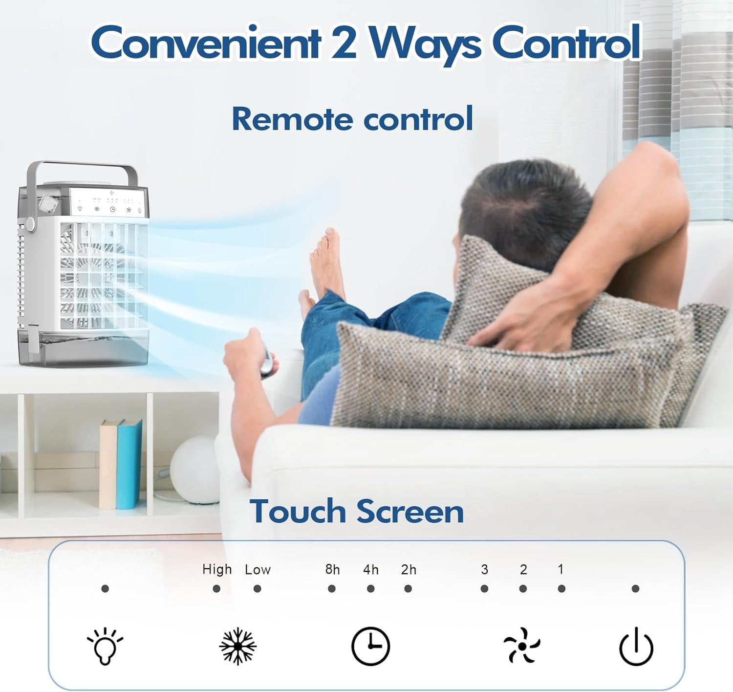 Portable Air Conditioners, 1600Ml Dual Water Tank Portable AC Unit, 3 Speed 2 Mi