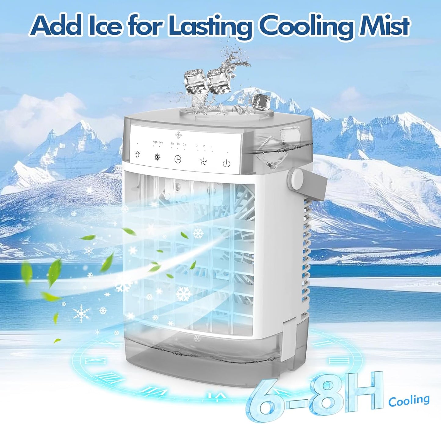 Portable Air Conditioners, 1600Ml Dual Water Tank Portable AC Unit, 3 Speed 2 Mi