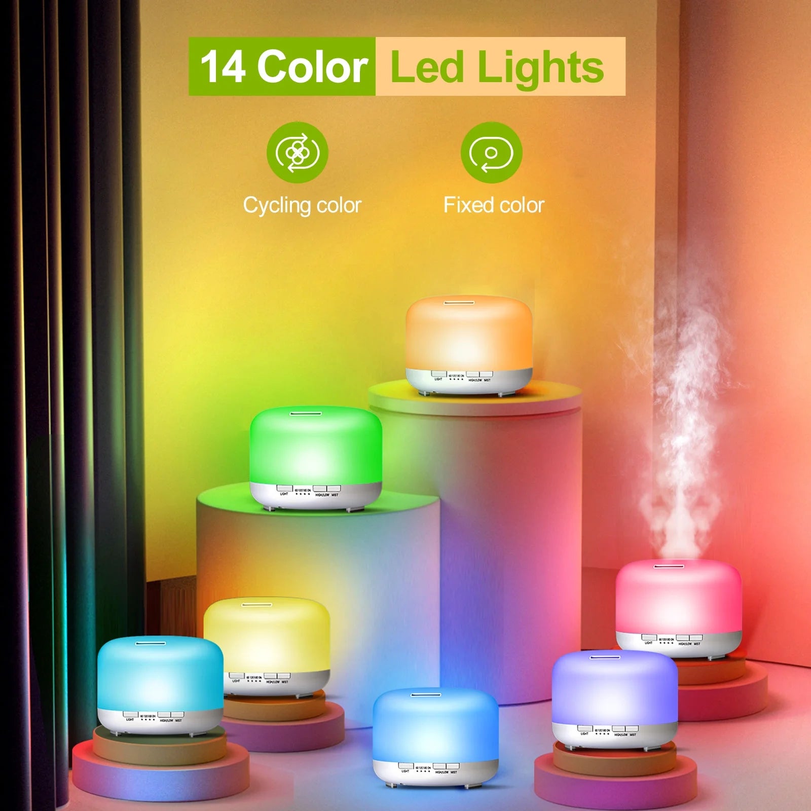 500Ml Aroma Diffuser with 6*10Ml Essential Oil with Remote Control for Large Room Home Office Car, Aromatherapy Fragrant Oil Air Humidifier Vaporizer for Gift