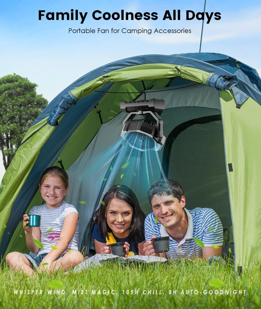 Camping Misting Fan - 30000Mah Portable Battery Powered Fans with 9Oz Water Tank