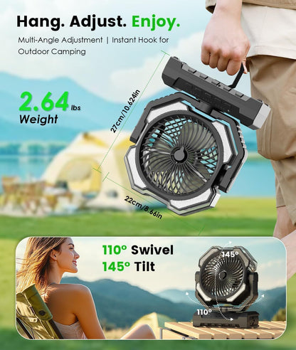 Camping Misting Fan - 30000Mah Portable Battery Powered Fans with 9Oz Water Tank