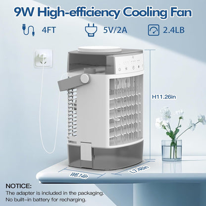 Portable Air Conditioners, 1600Ml Dual Water Tank Portable AC Unit, 3 Speed 2 Mi