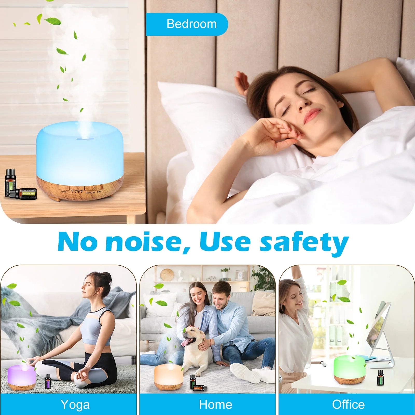 500Ml Aroma Diffuser with 6*10Ml Essential Oil with Remote Control for Large Room Home Office Car, Aromatherapy Fragrant Oil Air Humidifier Vaporizer for Gift