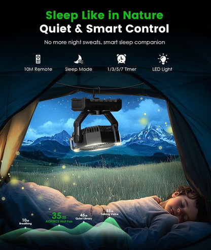 Camping Misting Fan - 30000Mah Portable Battery Powered Fans with 9Oz Water Tank
