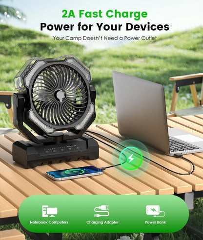 Camping Misting Fan - 30000Mah Portable Battery Powered Fans with 9Oz Water Tank
